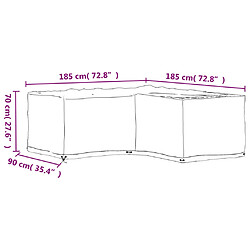 vidaXL Housse de salon de jardin en forme de L 12 œillets 185x185x70cm pas cher