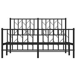 Maison Chic Cadre/structure de lit métal et tête de lit + pied de lit pour adulte - Lit Moderne Chambre noir 135x190 cm -MN82046 pas cher