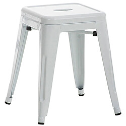 Decoshop26 Tabouret bas design industriel hauteur fixe 46 cm en métal blanc 10_0005492