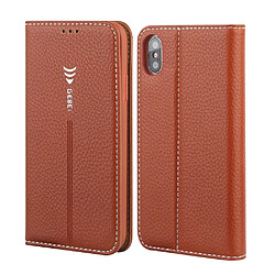 Wewoo Housse Coque Pour iPhone XR GEBEI PU + TPU Etui de protection à rabat horizontal avec support et fentes cartes Marron