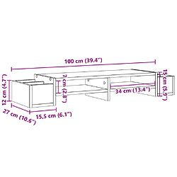 vidaXL Support de moniteur avec rangement sonoma gris bois ingénierie pas cher