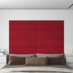 vidaXL Panneaux muraux 12 pcs Rouge bordeaux 90x30 cm Velours 3,24 m²