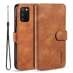 Dg.Ming Etui en PU + TPU style rétro avec sangle marron pour votre Samsung Galaxy A03s