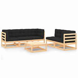 Maison Chic Salon de jardin 6 pcs + coussins - Mobilier/Meubles de jardin - Table et chaises d'extérieur Bois de pin massif -MN24725