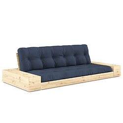 Inside 75 Canapé lit futon BASE bleu marine couchage 130cm dossiers et accoudoirs coffres