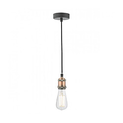 Luminaire Center Suspension design Waco Noir mat,cuivre antique 1 ampoule 8cm