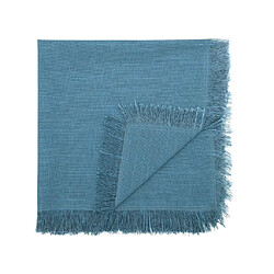 Vente-Unique Lot de 4 serviettes de table à franges - Coton - 45 x 45 cm - Bleu marine - POLA