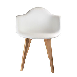 Acheter The Concept Factory Fauteuil style Scandinave en polypropylène et bois de hêtre - Blanc