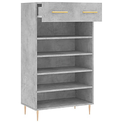 Maison Chic Armoire à Chaussures Gris béton,Meuble de Rangement à Chaussures 60x35x105 cm bois d'ingénierie -MN37272 pas cher