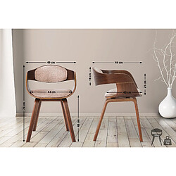 Decoshop26 Lot de 2 chaises de salle à manger design scandinave en tissu crème et structure en bois foncé 10_0001726