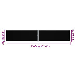 vidaXL Auvent latéral rétractable Noir 220x1200 cm pas cher