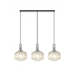 Luminaire Center Suspension 3 ampoules Nickel poli,champagne