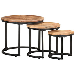 vidaXL Tables d'appoint 3 pcs Bois d'acacia solide