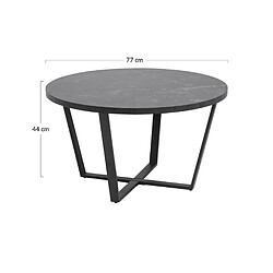 Lisa Design Aurora - table basse ronde - effet marbre noir - 77 cm pas cher