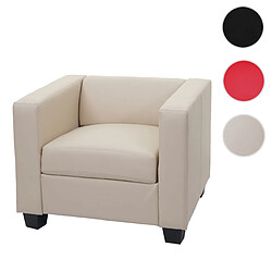 Mendler Fauteuil lounge chair Lille ~ Cuir, crème