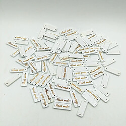 Acheter 50 étiquettes de boutons en bois à la main étiquette pour scrapbooking 30mm blanc