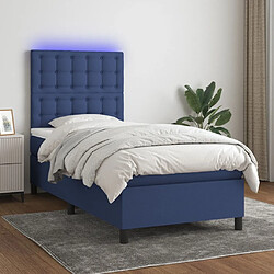 Maison Chic Lit adulte- Lit + matelas,Sommier à lattes de lit avec matelas et LED Bleu 90x200cm Tissu -GKD55200