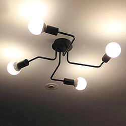 Stoex Vintage Lampe Suspension Industrie Plafonnier Luminaire Douille Métal Suspension Lustre pour le salon salle à manger bar cafétéria (4 E27 Base d'ampoule Noir)