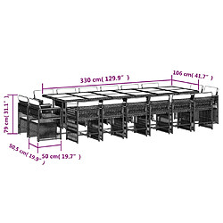 Acheter vidaXL Ensemble à manger de jardin 17 pcs coussins noir résine tressée