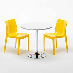 Avis Grand Soleil Table Ronde et 2 Chaises Colorées Set In