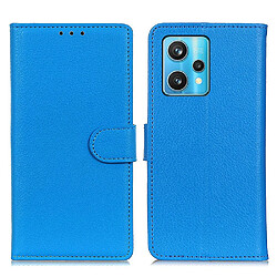 Etui en PU texture litchi avec support, bleu pour votre Realme 9 Pro +