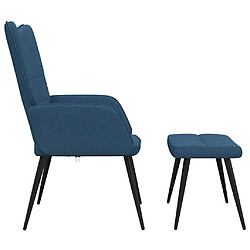 Avis vidaXL Chaise de relaxation avec tabouret Bleu Tissu