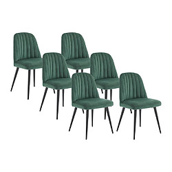 Vente-Unique Lot de 6 chaises en velours et métal noir - Vert - ELEANA