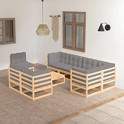 Maison Chic Salon de jardin 9 pcs + coussins - Mobilier/Meubles de jardin - Table et chaises d'extérieur Bois de pin massif -MN74084