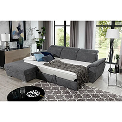 Acheter VENESETTI - Canapé d'angle convertible en tissu Luxe gris foncé, 5 places, angle gauche (vu de face) , TRESOR