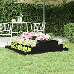 Maison Chic Jardinière,Bac à fleurs - pot de fleur Noir 110x110x27 cm Bois massif de pin -GKD21582