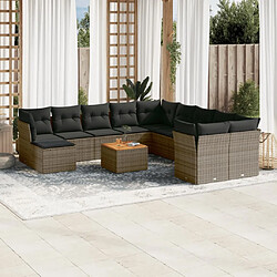 Maison Chic Salon de jardin avec coussins 12 pcs | Ensemble de Table et chaises | Mobilier d'Extérieur gris résine tressée -GKD87490