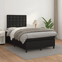 Avis Maison Chic Lit adulte- Lit + matelas,Sommier à lattes de lit avec matelas noir 120x190 cm similicuir -GKD55908