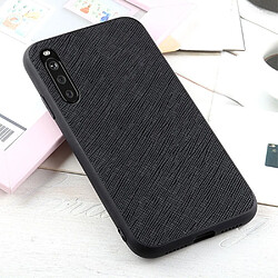 Coque en TPU + cuir véritable Texture croisée enduite rigide noir pour votre Sony Xperia 10 III