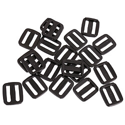 Acheter 20pcs 3 barres rectangle boucles slide outil tri glide boucle 20mm noir