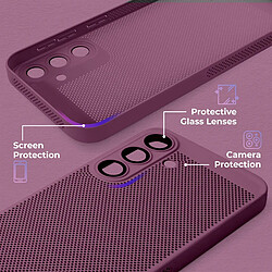 Moozy VentiGuard Coque de téléphone pour Samsung S24, Violet – Housse respirante avec motif perforé pour la circulation de l'air, ventilation, coque de téléphone anti-surchauffe