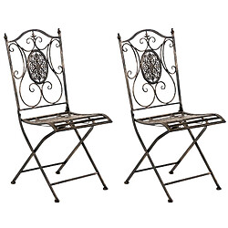 Decoshop26 Lot de 2 chaises de jardin balcon terrasse design rustique pliable en métal bronze 10_0002877