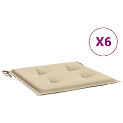 vidaXL Coussins de chaise jardin lot de 6 beige 50x50x3cm tissu oxford