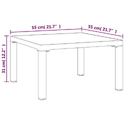 vidaXL Table basse de jardin gris 55x55x31 cm DPC et acier pas cher