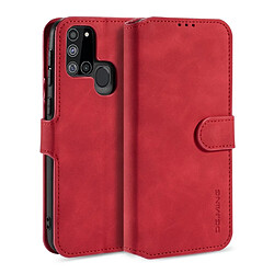 Etui en PU style rétro avec support rouge pour votre Samsung Galaxy A21s