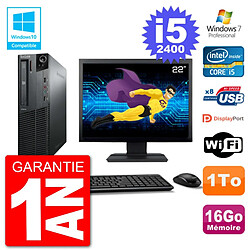 PC Lenovo M82 SFF Ecran 22" i5-2400 RAM 16Go Disque 1To Graveur DVD Wifi W7 - Occasion