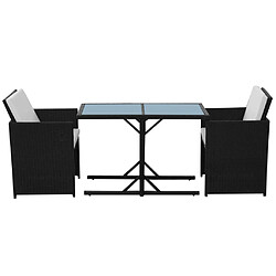 Acheter Maison Chic Salon de jardin encastrable 3 pcs et coussins - Ensemble table et chaises d'extérieur - Salon/Mobilier de jardin classique Résine tressée Noir -MN42751