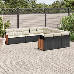 vidaXL Salon de jardin 11 pcs avec coussins noir résine tressée