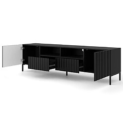 Bestmobilier Lara - meuble tv - pieds noirs - 2 tiroirs - 200 cm