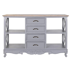 Pegane Buffet, meuble de rangement en bois de paulownia et MDF coloris Gris , naturel - Longueur 132 x Profondeur 40 x hauteur 84,5 cm