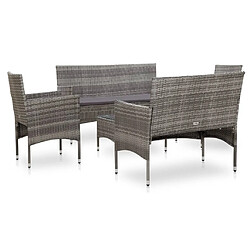 Maison Chic Salon de jardin 5 pcs + coussins - Mobilier/Meubles de jardin - Table et chaises d'extérieur Résine tressée Gris -MN62136