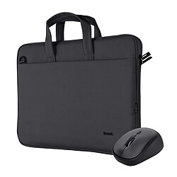 Trust Mallette écologique pour ordinateur portable 16" + souris sans fil silencieuse - Design avec matériaux recyclés - Compacte et totalement sans fil