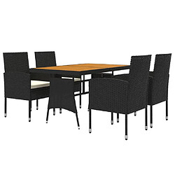 Avis Maison Chic Mobilier à dîner 5 pcs de jardin - Ensemble table et chaises d'extérieur - Salon/Mobilier de jardin classique Résine tressée Noir -MN74670