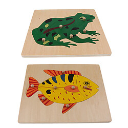 2 Pièces Enfants En Bois Montessori Animaux Cheville Puzzle Puzzle Jouet 01