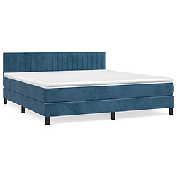 Maison Chic Lit Adulte - Lit simple Lit à sommier tapissier et matelas moelleux - Meuble de Chambre - Bleu foncé 160x200cm Velours -MN78616