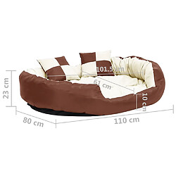 vidaXL Coussin réversible lavable de chien Marron et crème 110x80x23cm pas cher